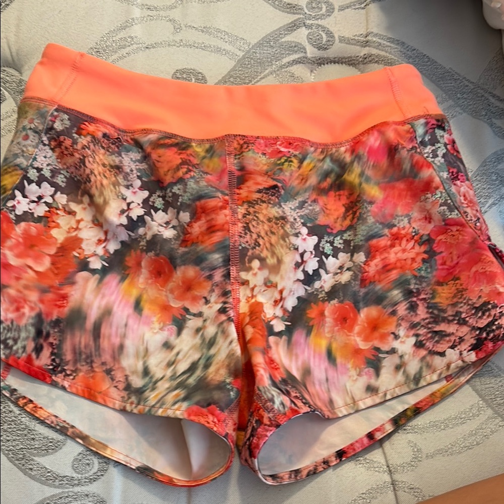 Floral girls Shorts - Vibrant Orange and Pink